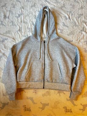 SHEIN Light Gray Fleece-Lined Hoodie Jacket
